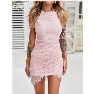 Pink Lace Mini Dress